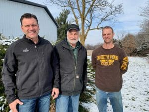 From left to right John Burger (grain producer), Richard Burger (landowner), Craig Swaby (beef producer)