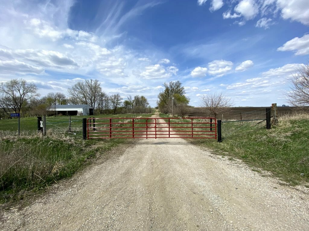 New gate installed by landowner Kathleen Hunt on Jacob Bolson farm to guard against trespassers dumping waste