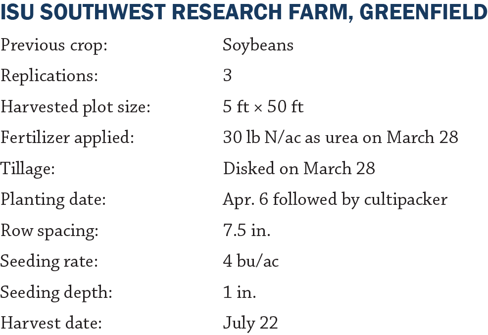 Greenfield text Oat variety trial
