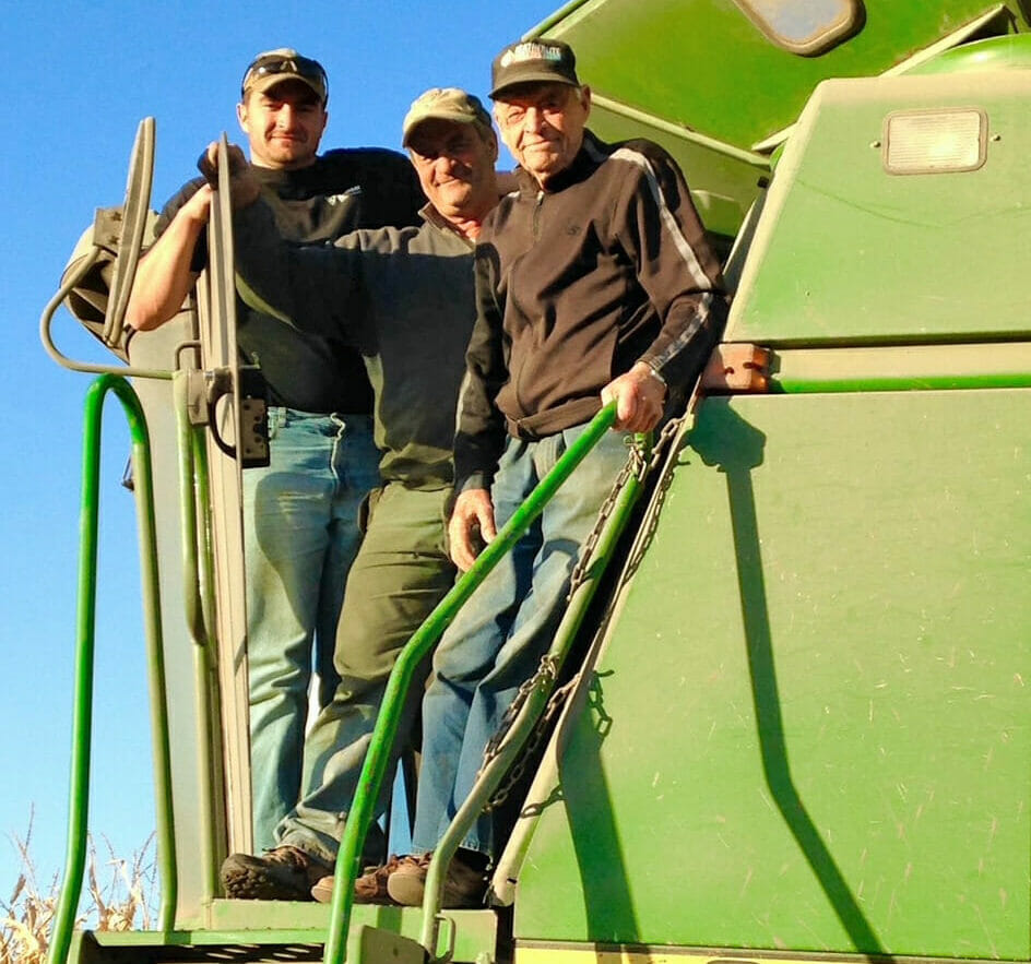 Grandpa James, Dave, Zach Harvest 2014