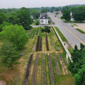 Aerial photo of Peoples Garden 2023
