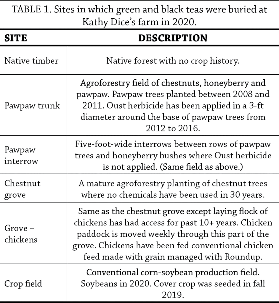 Decomposition of Tea as a Soil Health Indicator in Agroforestry Systems Table 1