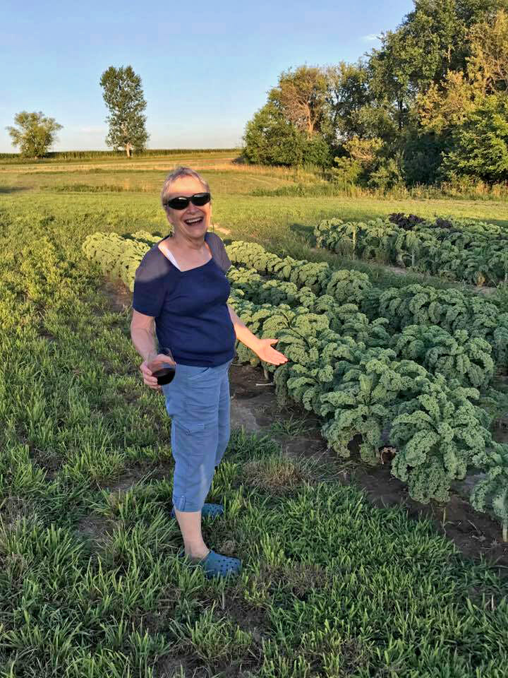 Shirley Smalley toasting the kale