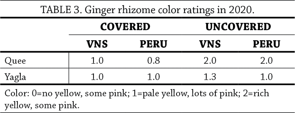Ginger trial table 3