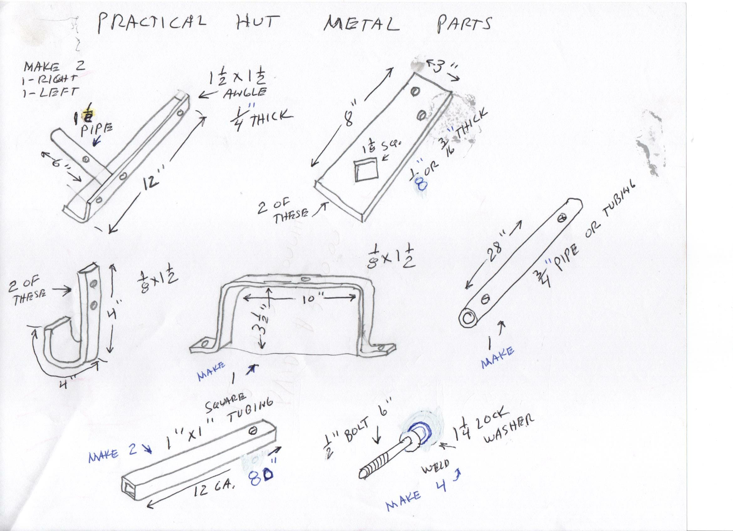 Hut metal parts