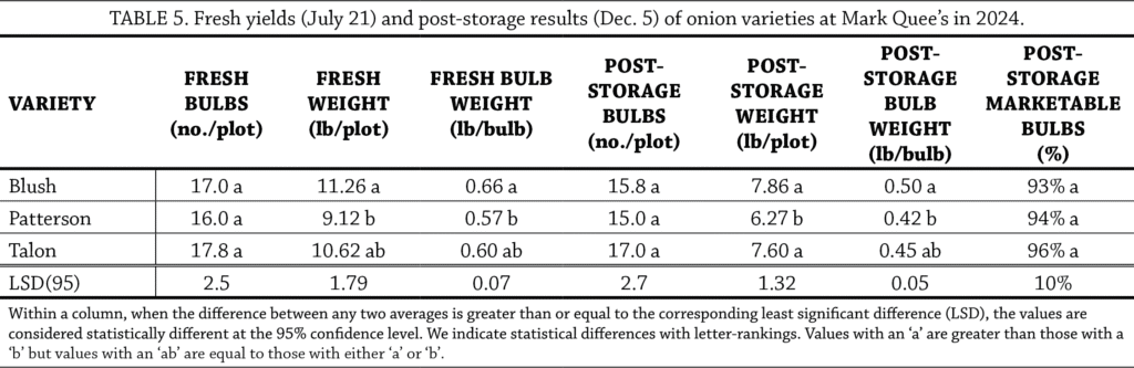 Onion table 5