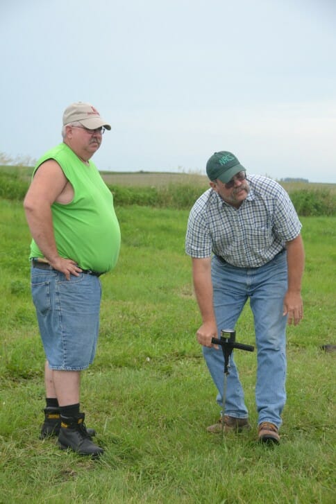 No trouble with compaction - pushing a soil penetrometer into Fred Abels' fields is a piece of cake.