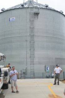 Terry Becker of T&B Grain Services, LLC explains the automated system that helps manage David's shop and grain bin.