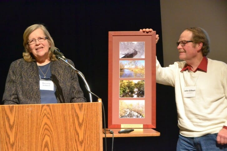 Beverly and John Gilbert accepting the 2017 PFI Sustainable Agriculture Achievement Award