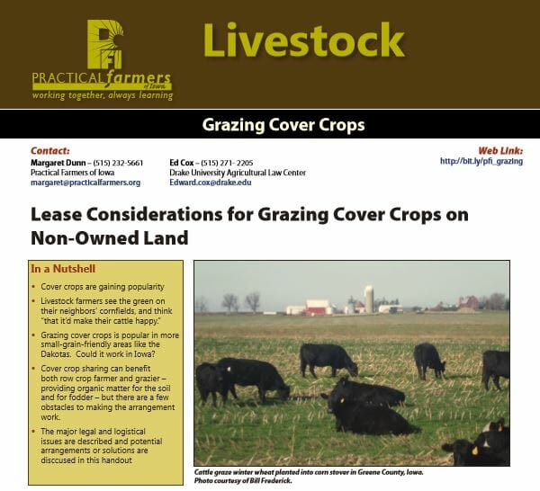 Lease Agreements for Grazing Cover Crops