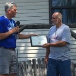 Bob Lynch (left) recognizes Bruce Carney and his conservation efforts.